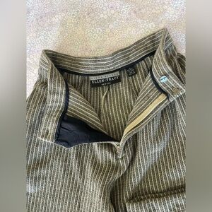 Ellen Tracy Olive Green & Cream Corduroy Pants Size 4 Petite